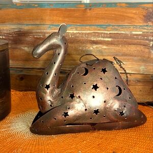 Metal Camel Lantern, Punched Moons & Stars Pattern